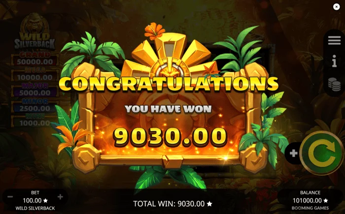 Wild Silverback - ganancia total final por la ronda de Free Spins